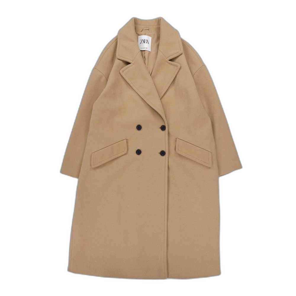 ZARA Double Breasted Tailored Duster Coat Old Money Quiet Luxury Minimal Preppy